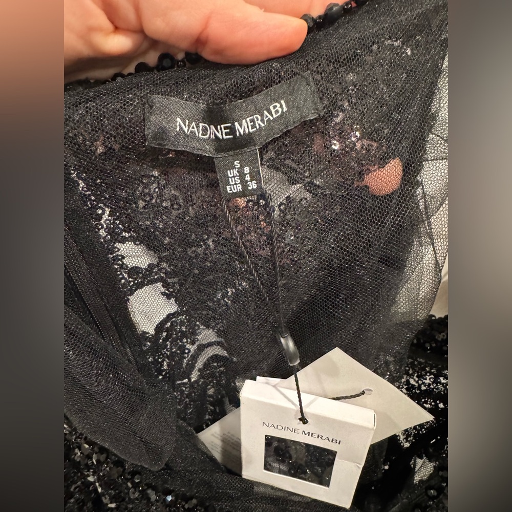 NWT Nadine Merabi black sequin Hallie jumpsuit - Picture 9 of 10